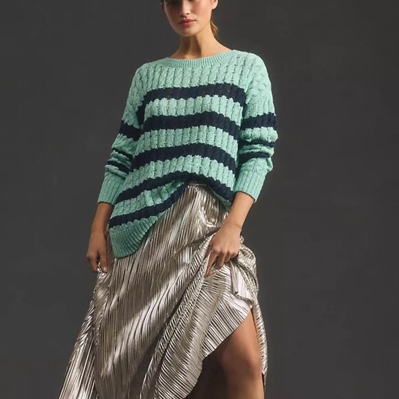 Anthropologie Pilcro Blue Longline Stitch Sweater/NWT/M - Picture 2 of 14